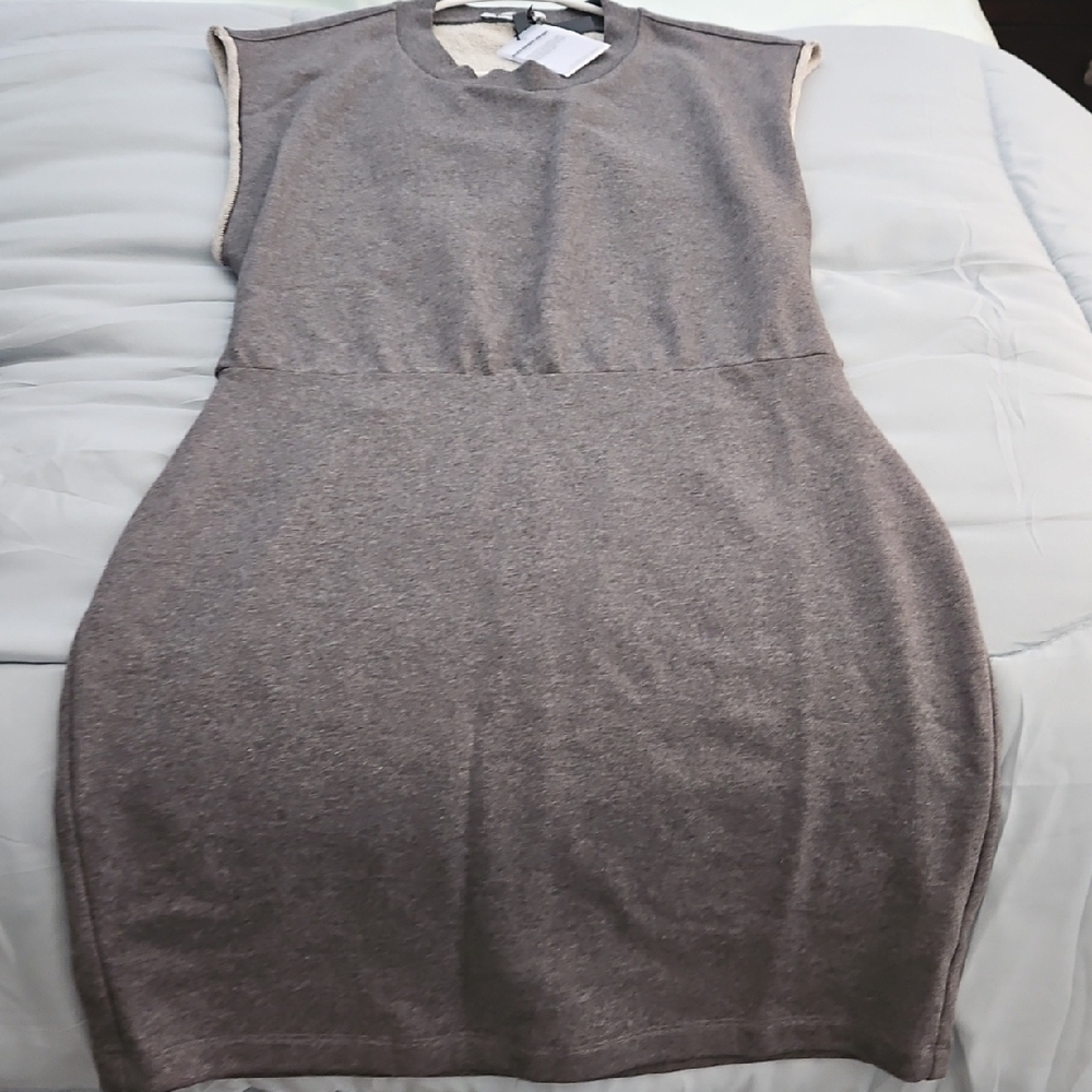 Alexander Wang Gray Sheath Mini Dress Cap Sleeve